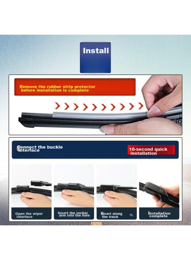 YITU Yitu Geely Yuanjing X3 Frameless Wiper Blade, X3 Pro Wiper, Original Size Wiper, A-grade Rubber Strip  - Image 3