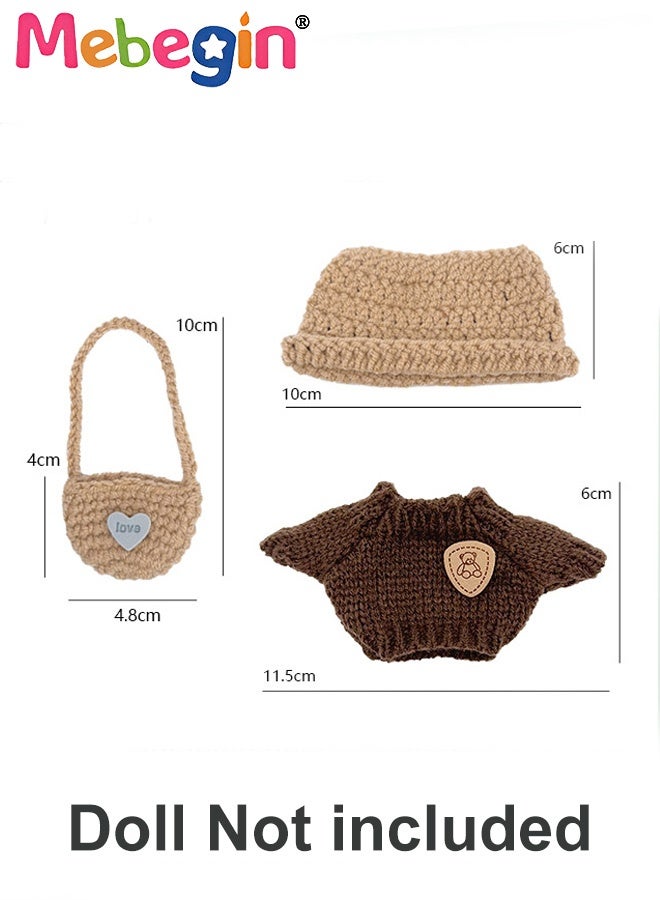 MEBEGIN 3-Piece Handcrafted Crochet Doll Labubu Clothes，Compatible with 15-17cm Dolls as Accessories Only, Premium Dolls Outfit with Accessories, Hand Crocheted Hat, Sweaters, Bag (Maillard Brown)  - Image 4