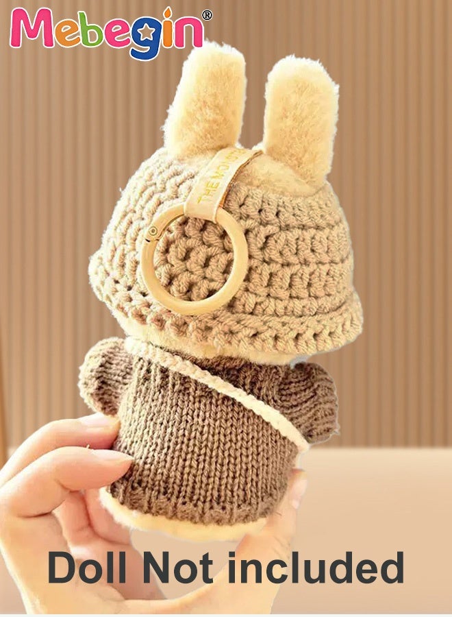 MEBEGIN 3-Piece Handcrafted Crochet Doll Labubu Clothes，Compatible with 15-17cm Dolls as Accessories Only, Premium Dolls Outfit with Accessories, Hand Crocheted Hat, Sweaters, Bag (Maillard Brown)  - Image 3