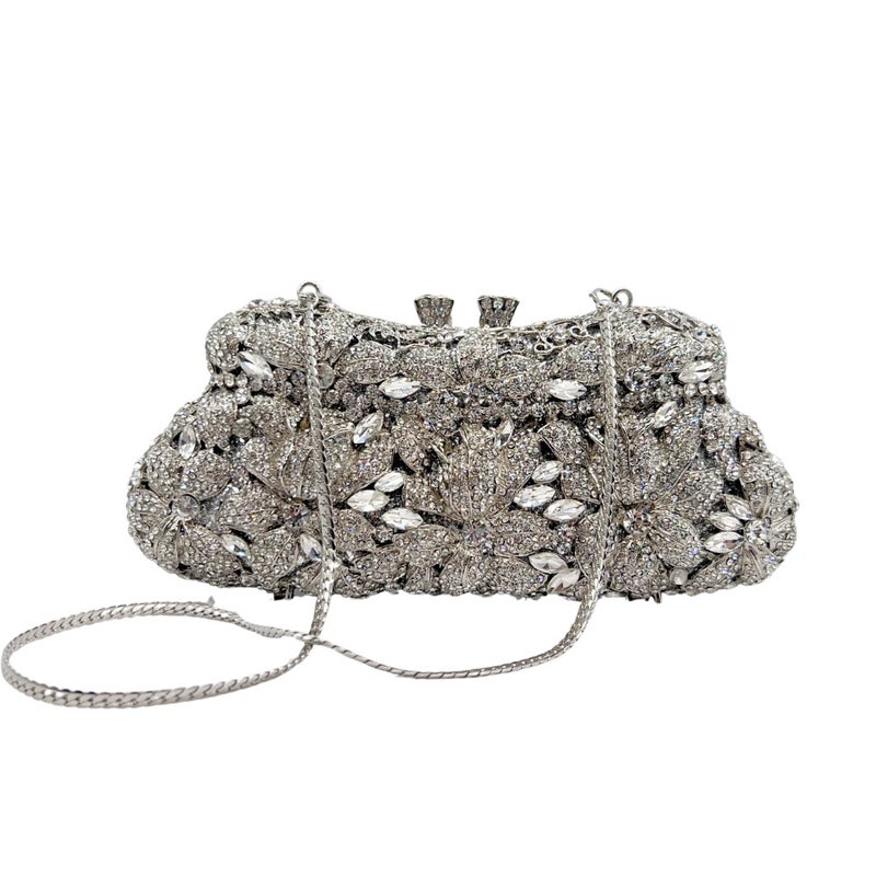 New Flower Diamond Evening Bag Banquet Full Of Rhinestone Dress Women'S Bag Flower Bag - Image 4