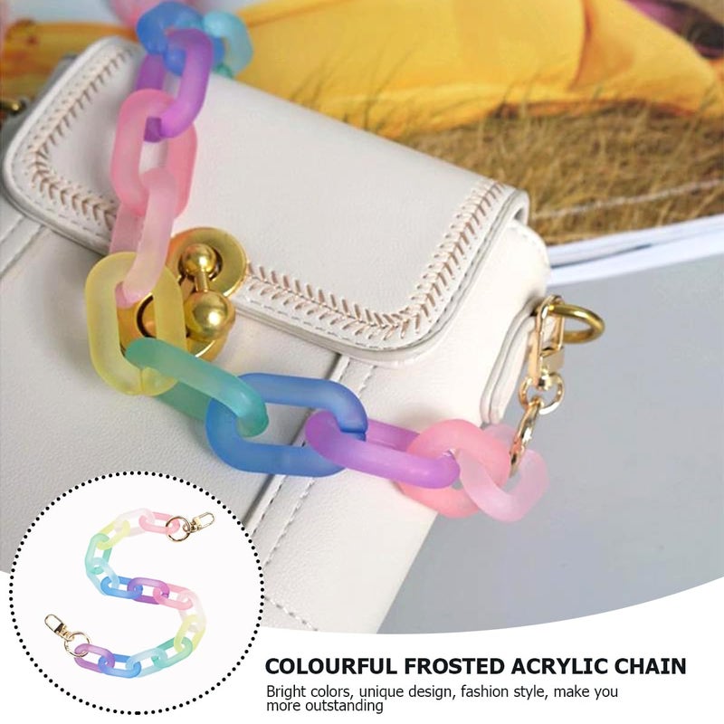 YOLUFER Colorful Acrylic Chain Strap, Handbag Chain Replacement, Rainbow Resin Crossbody Bag Decoration Chain, Mini Clutch Bag Chain Strap (43CM) - Image 4