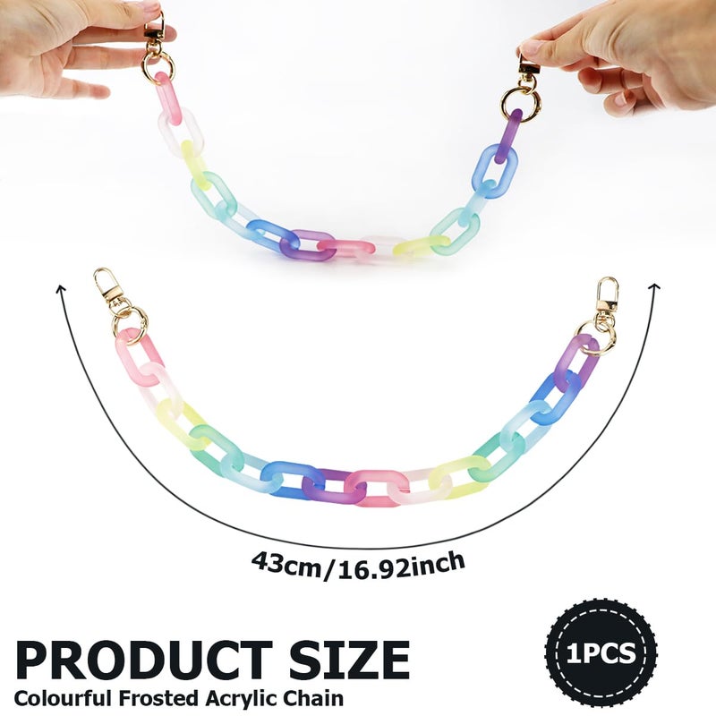 YOLUFER Colorful Acrylic Chain Strap, Handbag Chain Replacement, Rainbow Resin Crossbody Bag Decoration Chain, Mini Clutch Bag Chain Strap (43CM) - Image 2