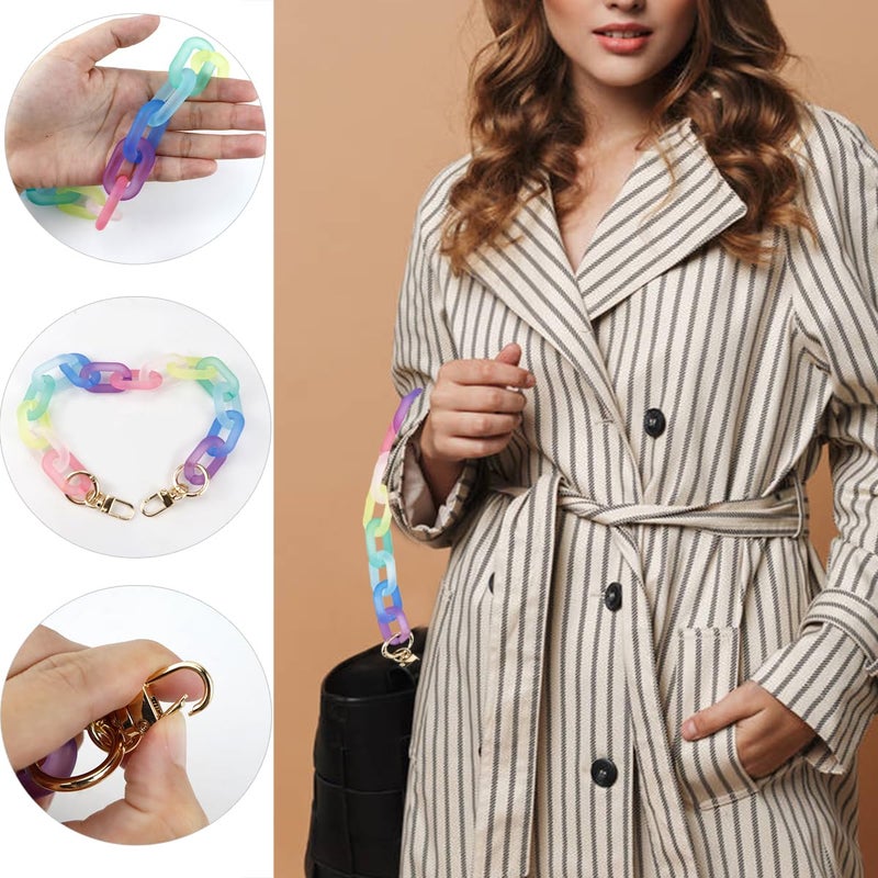 YOLUFER Colorful Acrylic Chain Strap, Handbag Chain Replacement, Rainbow Resin Crossbody Bag Decoration Chain, Mini Clutch Bag Chain Strap (43CM) - Image 5