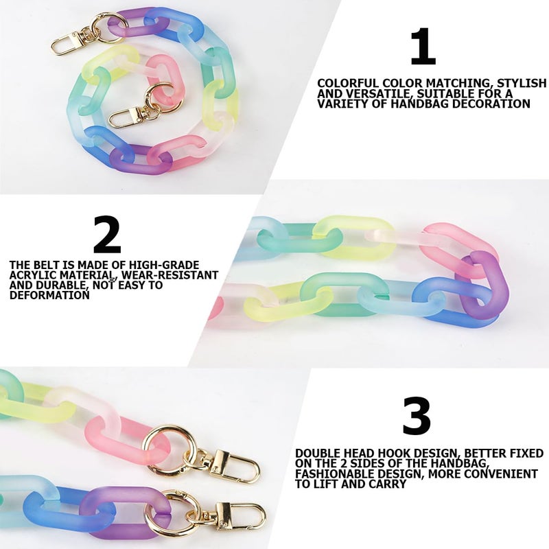 YOLUFER Colorful Acrylic Chain Strap, Handbag Chain Replacement, Rainbow Resin Crossbody Bag Decoration Chain, Mini Clutch Bag Chain Strap (43CM) - Image 3