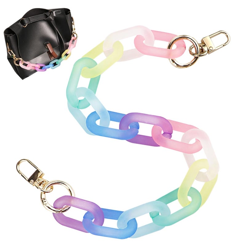 YOLUFER Colorful Acrylic Chain Strap, Handbag Chain Replacement, Rainbow Resin Crossbody Bag Decoration Chain, Mini Clutch Bag Chain Strap (43CM) - Image 1