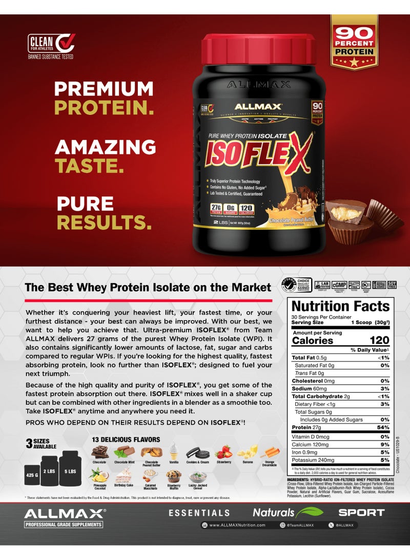 AllMax ISOFLEX Whey Protein Isolate Powder, Chocolate Peanut Butter, 27g Protein, 425g (0.9 lbs) – Fast Absorbing HRI Filtered Protein, Low Carb, Zero Sugar, Post-Workout Recovery - Image 5