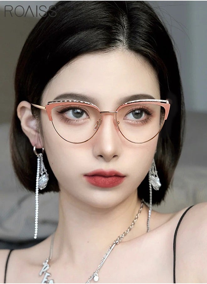 roaiss - Women's Blue Light Blocking Glasses Blue Light Filter Computer Reading Gaming TV Phones Cat Eye Eyeglasses Fashion Anti Eyestrain Headache Eyewear Pink Rose Gold 53mm - Image 1