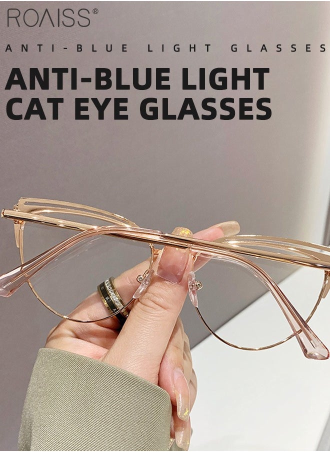 roaiss - Women's Blue Light Blocking Glasses Blue Light Filter Computer Reading Gaming TV Phones Cat Eye Eyeglasses Fashion Anti Eyestrain Headache Eyewear Pink Rose Gold 53mm - Image 1