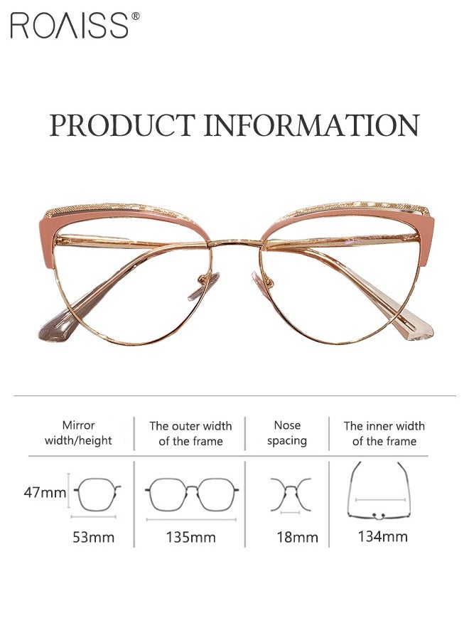 roaiss - Women's Blue Light Blocking Glasses Blue Light Filter Computer Reading Gaming TV Phones Cat Eye Eyeglasses Fashion Anti Eyestrain Headache Eyewear Pink Rose Gold 53mm - Image 1