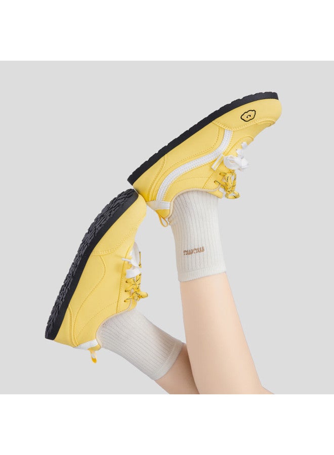 Pull Back Warrior Women's Retro Thin-soled Racing Casual Sports Shoes Wxp2364 Yellow White Size 40 - Image 2