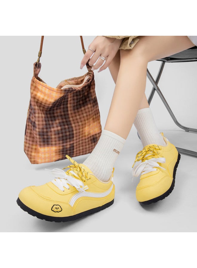 Pull Back Warrior Women's Retro Thin-soled Racing Casual Sports Shoes Wxp2364 Yellow White Size 40 - Image 1