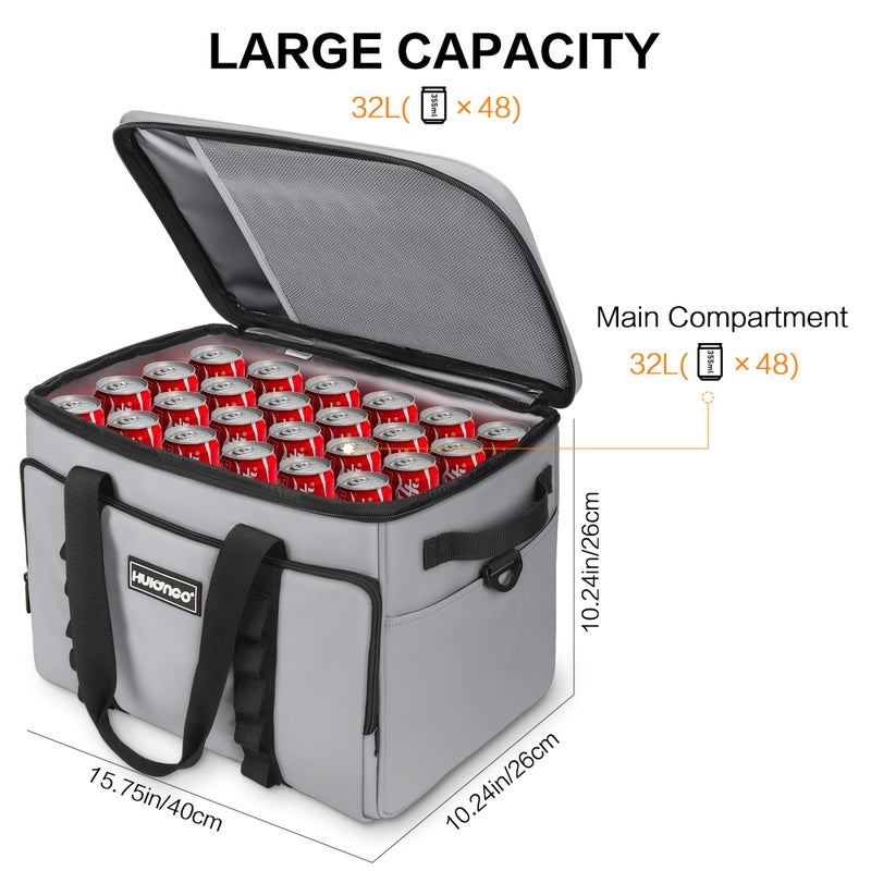 Hulongo Soft Insulated Cooler Bag Collapsible Large Travel Coolers Soft Sided Coolers Ice Chest, Leakproof, Waterproof, 48-Can, 32L - Image 2