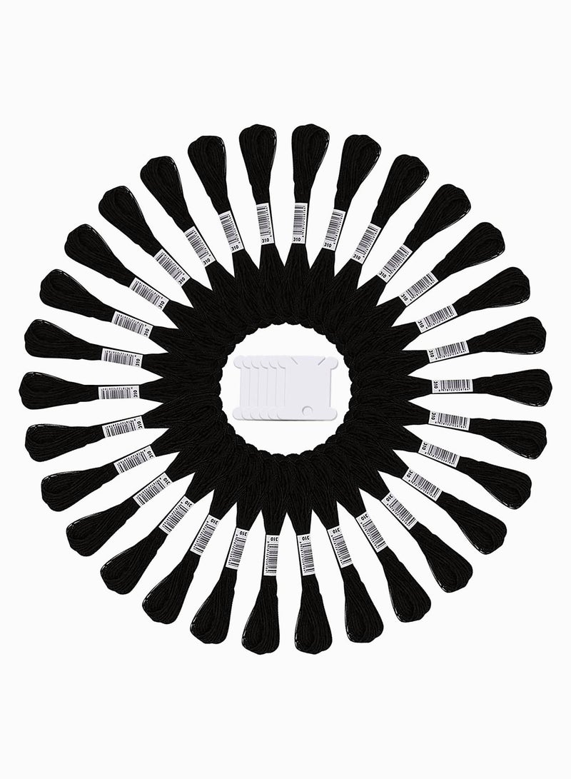 Y&D Embroidery Floss, 24 Skeins Black Cross Stitch Threads Floss Friendship Bracelets Crafts Hand Thread with 30 Pieces Bobbins  - Image 1