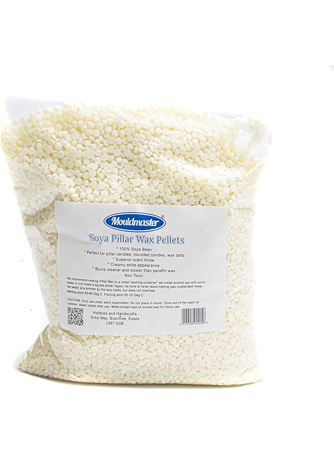 Soy Pillar Candle Wax Pellets 1kg, SOYA, Cream/Off White