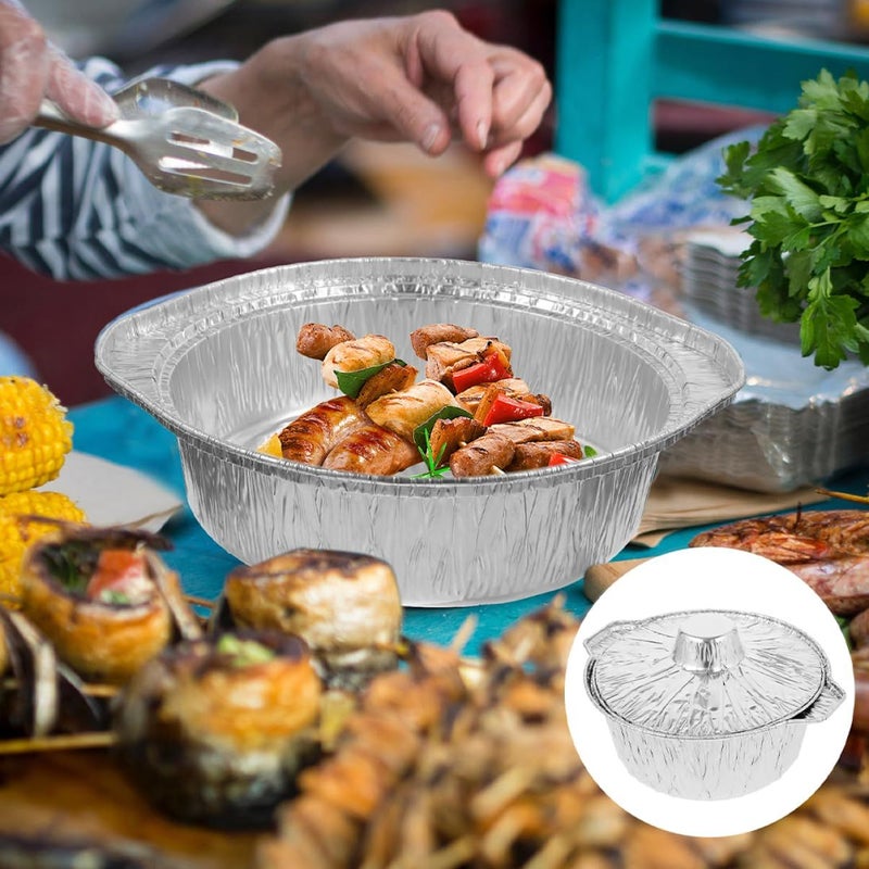 6pcs Aluminum Foil Pans with Lids Heat Resistant Bakeware for Camping BBQ Baking - Image 3