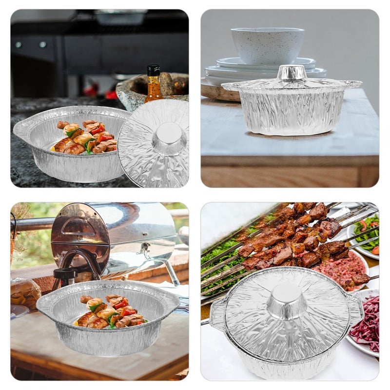 6pcs Aluminum Foil Pans with Lids Heat Resistant Bakeware for Camping BBQ Baking - Image 5