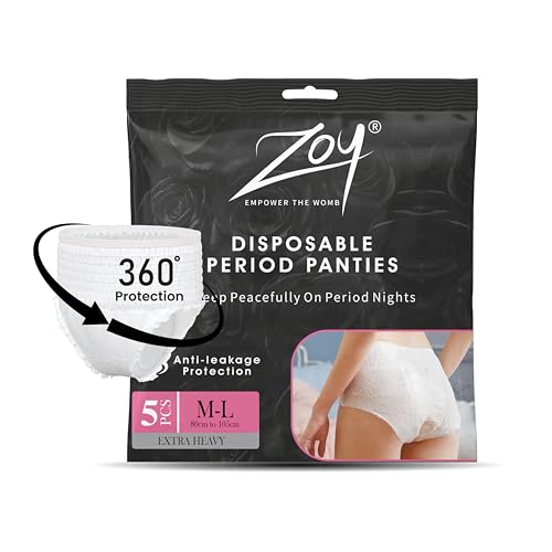 ZOY Disposable Period Panties M-L for Women | 360° Leak-Proof Protection, High Absorbency (Up to 12 Hours), Breathable & Rash-Free | All-in-One Period Underwear for Heavy Flow, Overnight & Postpartum | Pack of 5 - Image 1