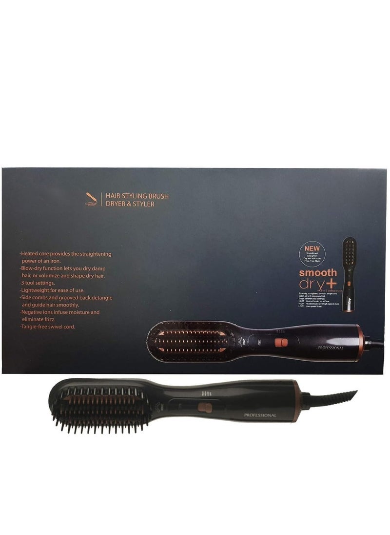 جوي كير 3-in-1 Hair Styling Brush – Ionic Hair Dryer, Straightener  Volumizing Styler with Ceramic Tourmaline Technology, Adjustable Heat, Fast Drying, Anti-Frizz Control  Auto Shut-Off – Salon-Perfect Blowouts at Home or On the Go - Image 1