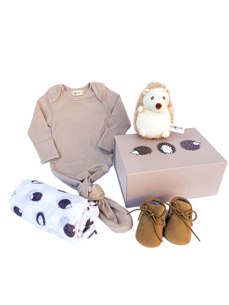 MOYA Baby Gift Box â€“ Newborn Keepsake Box for Boy and Girl, Baby Clothes, Knotted Gown and Swaddle Blanket, Baby Shower Gifts Set for Unisex in a Box and a Basket, Baby Welcome Box, Baby Registry. - Image 2