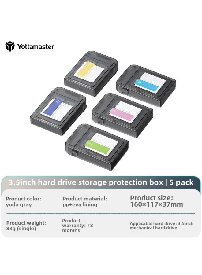 Mobile Hard Disk Storage Bag Mobile Hard Disk Protection Cover Hard Disk Packaging Box Hard Disk Storage Box Hard Disk Protection Box-Color:3.5 Inch Hard Disk Storage Box | 5 Pack  - Image 1
