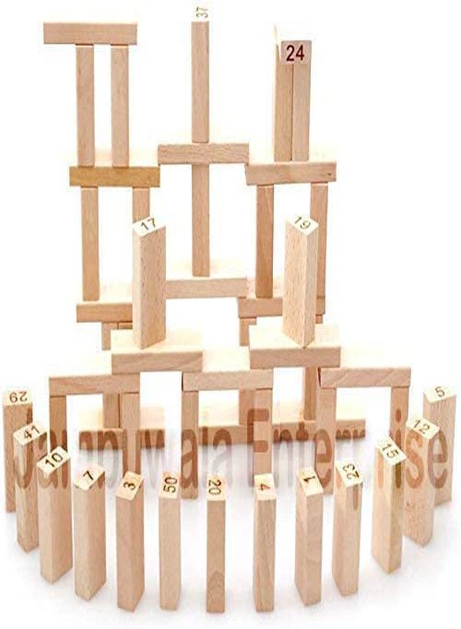 UMANATH Wooden Building Blocks Puzzle Game 54 Pcs Challenging 4pcs Dice Wooden Blocks Stacking Game Maths,Tumbling Tower 54 Pcs with 4 Dices Game for Adults & Kids. - Image 3