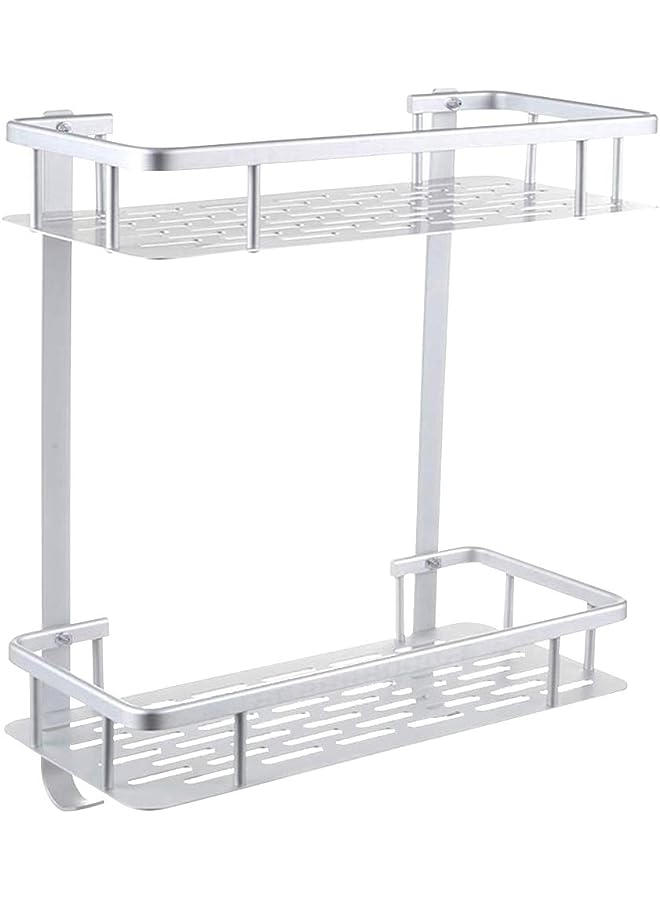 راكسوم رف حمام من الطبقة مثبت على الحائط بدون حفر سلة تخزين الدش شديدة التحمل من الألومنيوم - Image 1