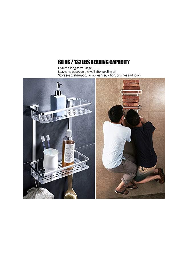 راكسوم رف حمام من الطبقة مثبت على الحائط بدون حفر سلة تخزين الدش شديدة التحمل من الألومنيوم - Image 4