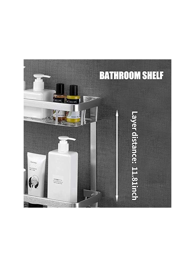 راكسوم رف حمام من الطبقة مثبت على الحائط بدون حفر سلة تخزين الدش شديدة التحمل من الألومنيوم - Image 5