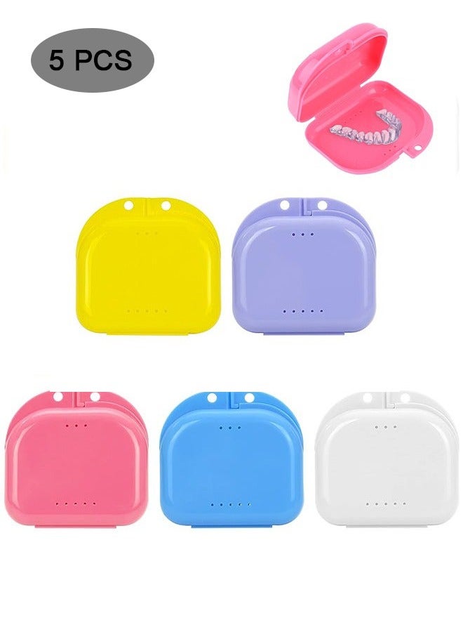 Generic 5 Piece Retainer False Teeth Container Box with Vent Holes Mouth Guard Case Dental Aligner Mouthpiece Case Tight Snap Lock Orthodontic Mouth Guard Case  - Image 1