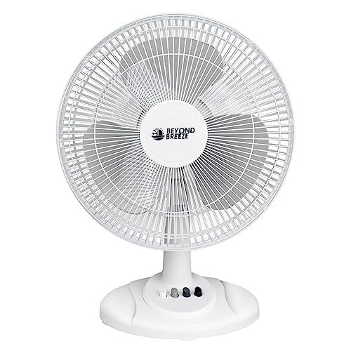 BEYOND BREEZE Oscillating Table Fan Quiet 3-Speed 12-Inch Adjustable Tilt Fan with Safety Grill, Ideal for Home, Office, Dorm - Image 1