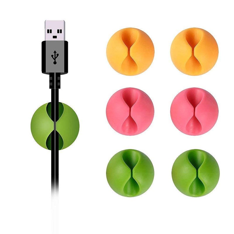 HELLYZ 6 Pcs Pack Cable Clips Desktop Cord Organizer,Cable Management, Wire Holder System, Multipurpose Silicone Adhesive Cord Hooks for Home, Office, Car, Desk, Computer, Charging - Image 1
