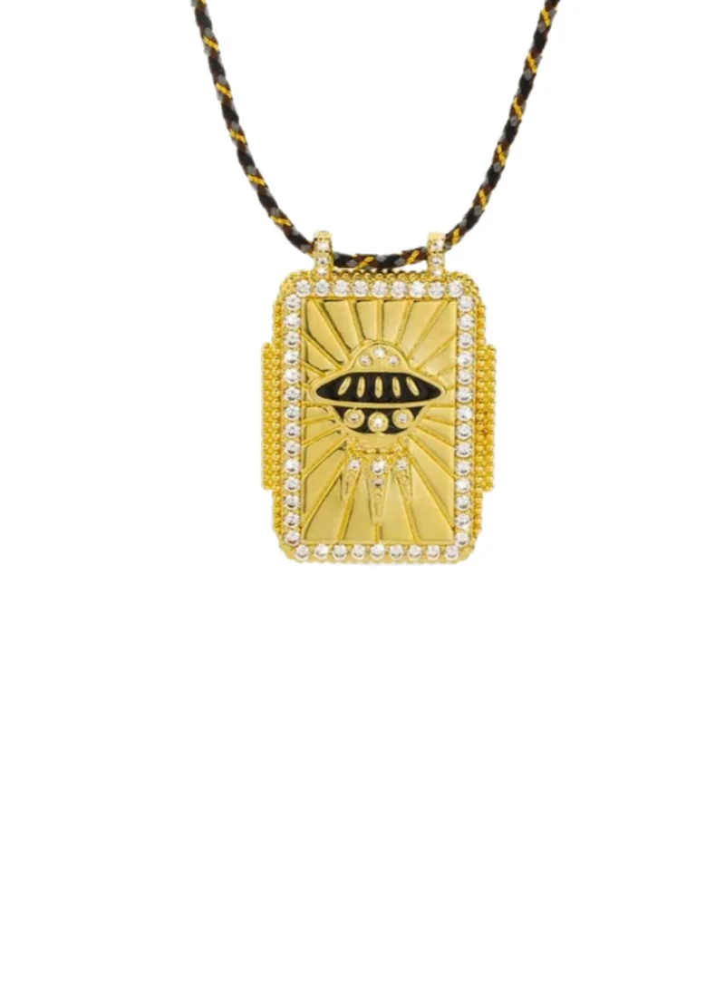 Necklace w/carabine stick aquamarine enamel