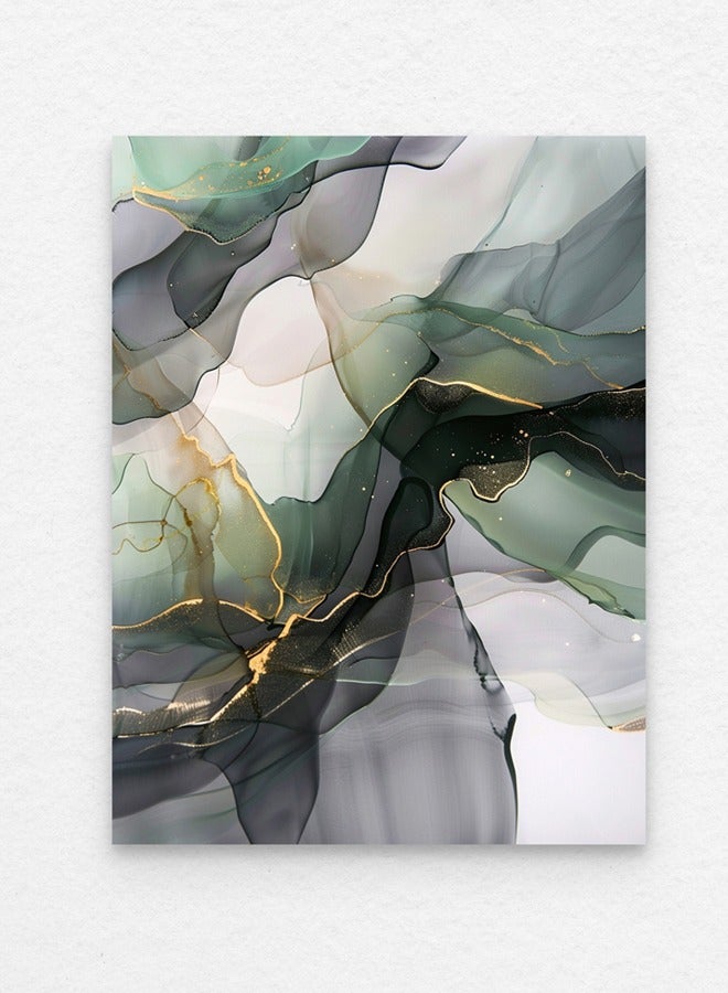 Art Decor Art Decor Dark Green and Grey Water Color Ink Style Abstract Art with Gold Accents Wall Art with Matboard Framed Fine Art Wall Décor for Living Room Bedroom Dining Room Office Gifting - Image 3