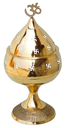 JGS Brass Swastik Deepak Oil Ghee Lamp Diya for Arti Puja Home Temple Diyas Stand for Mandir Items for Gift Item Decoration for Puja Room Pooja Home Accessories Lamp OilDcor Pooja Oil Lamps Deepa