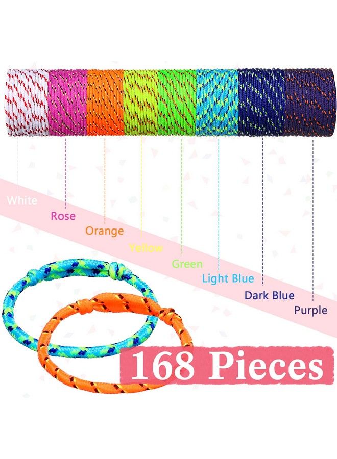 Remerry Friendship Bracelets Rope 168 Bracelets In 8 Assorted Colors Adjustable Bracelets For Kids Neon Rope Woven Friendship Bracelets For Girls And Boys Goody Bag Stuffers Party Favors (Bright Colors) - Image 3