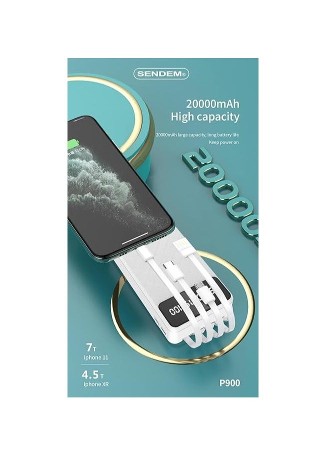 سبيس شوب - باور بانك متعدد الوظائف P700-10000mah مرفق مع 4 كابلات USB - Image 1
