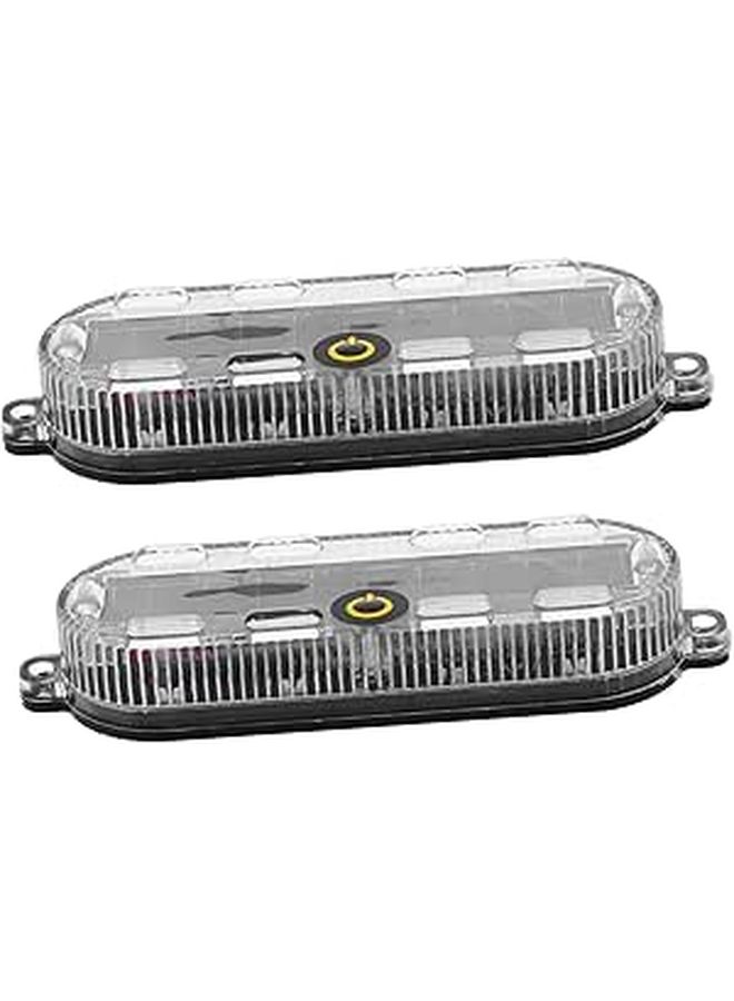 2pcs Solar Motorcycle LED Lights Rear Warning Safety Lamp Black - Image 1