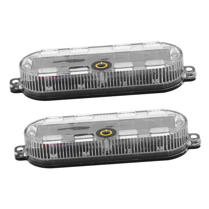 2pcs Solar Motorcycle LED Lights Rear Warning Safety Lamp Black - Image 2