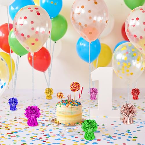 KVCSYAW 24 PCS Balloon Weights Metallic Anchor, Balloon Holder Heavy Weights with 1 Roll Iridescent Crimped Ribbon for Balloons Table Party Favor Birthday Decor(Colorful) - Image 4