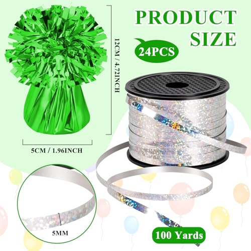 KVCSYAW 24 PCS Balloon Weights Metallic Anchor, Balloon Holder Heavy Weights with 1 Roll Iridescent Crimped Ribbon for Balloons Table Party Favor Birthday Decor(Colorful) - Image 2