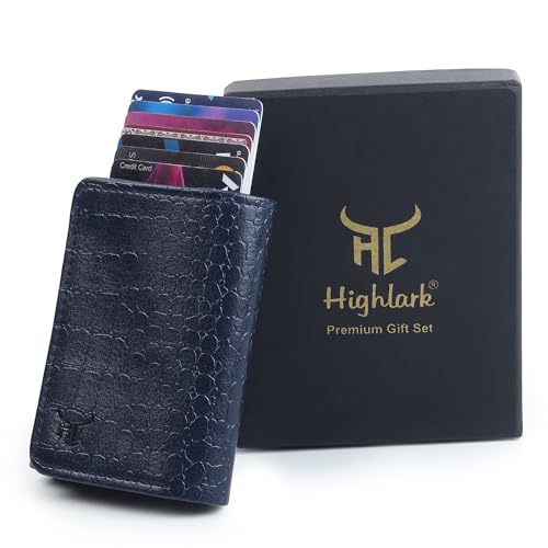 Highlark Leather Pop-Up Card Holder Wallet – RFID Protected Vegan Leather Cardholder for Men & Women | Slim Aluminium Case | Quick Access | Holds 8–9 Cards | Minimal Luxury Wallet - Image 5