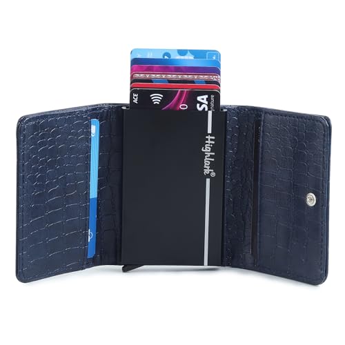 Highlark Leather Pop-Up Card Holder Wallet – RFID Protected Vegan Leather Cardholder for Men & Women | Slim Aluminium Case | Quick Access | Holds 8–9 Cards | Minimal Luxury Wallet - Image 2
