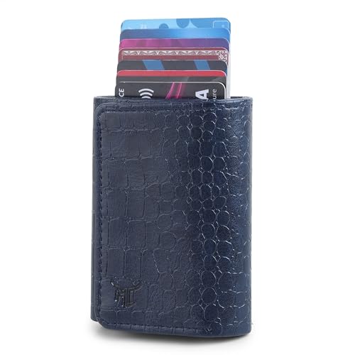Highlark Leather Pop-Up Card Holder Wallet – RFID Protected Vegan Leather Cardholder for Men & Women | Slim Aluminium Case | Quick Access | Holds 8–9 Cards | Minimal Luxury Wallet - Image 4