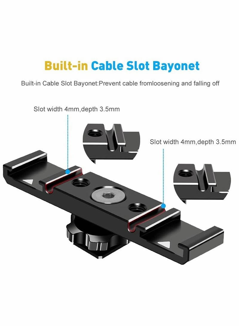 KASTWAVE Hot Shoe Extension Bar, Dual Cold Shoe Mount Plate Adapter, Dual Hot Shoe Extension Bar, for Monitor Microphone LED Video Light, for Sony Canon Nikon DSLR Compact Camera Vlog Film - Image 4