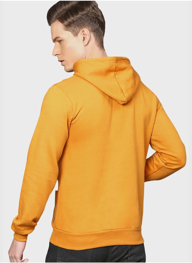 Campus Sutra Front Pocket Printed Hoodie