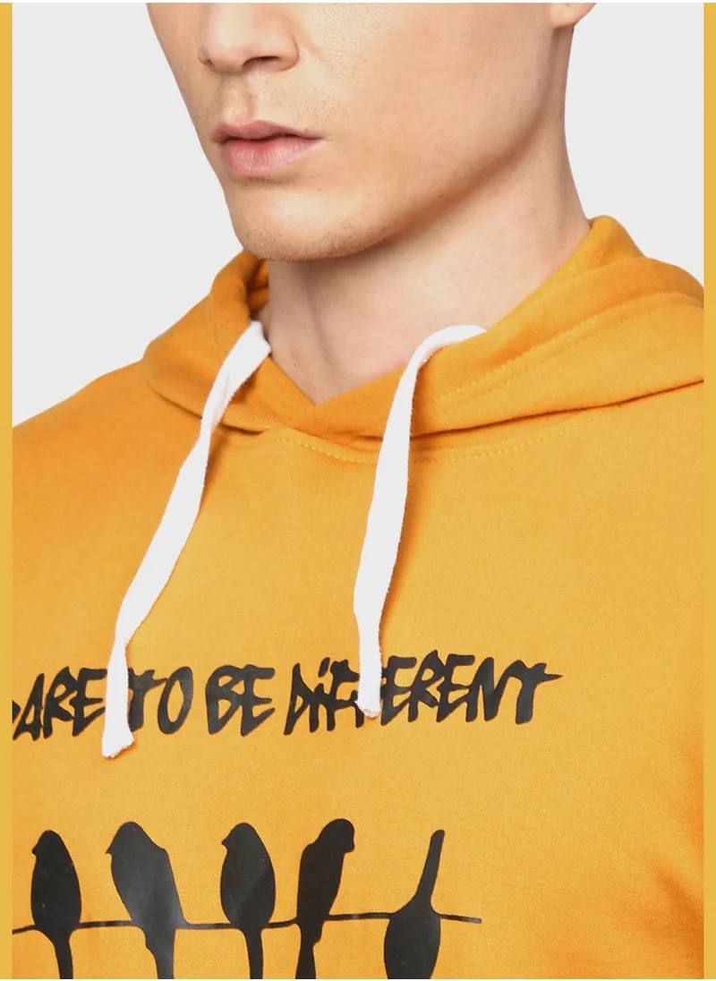 Campus Sutra Front Pocket Printed Hoodie