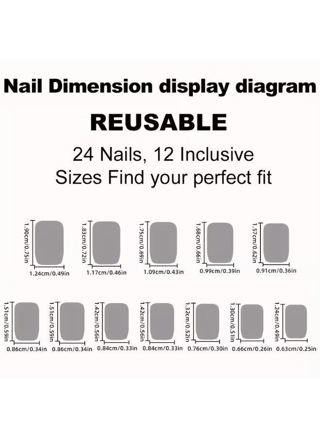 Goolsky 24 Pieces Of Shiny Punk-style Silvery Press-on Fake Nails With A Golden Metallic Finish And A Silvery Mirror Effect - Image 4