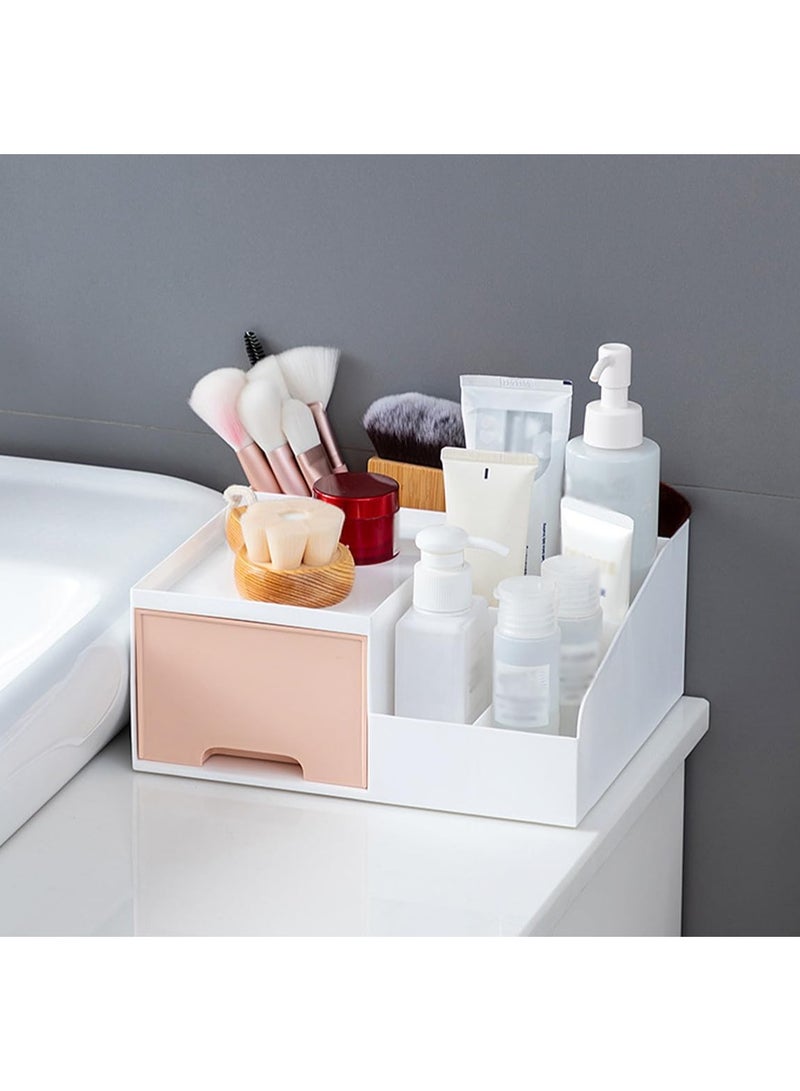 اليسا صندوق تخزين مستحضرات التجميل بسعة مكياج، منظم للعناية بالبشرة، مجوهرات، مكياج، فرش، أحمر الشفاه، حاوية طلاء الأظافر، صندوق تخزين متنوع لخزانة سطح المكتب