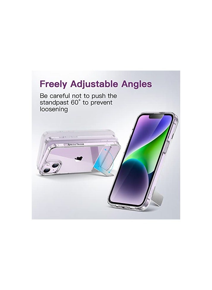 جي تيك حافظة JETech بمسند لهاتف iPhone 14 Plus مقاس 6.7 بوصة، تدعم الشحن اللاسلكي، غطاء هاتف نحيف مقاوم للصدمات، حامل معدني ثلاثي الاتجاهات (شفاف) - Image 3