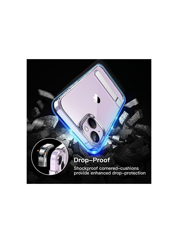 جي تيك حافظة JETech بمسند لهاتف iPhone 14 Plus مقاس 6.7 بوصة، تدعم الشحن اللاسلكي، غطاء هاتف نحيف مقاوم للصدمات، حامل معدني ثلاثي الاتجاهات (شفاف) - Image 5